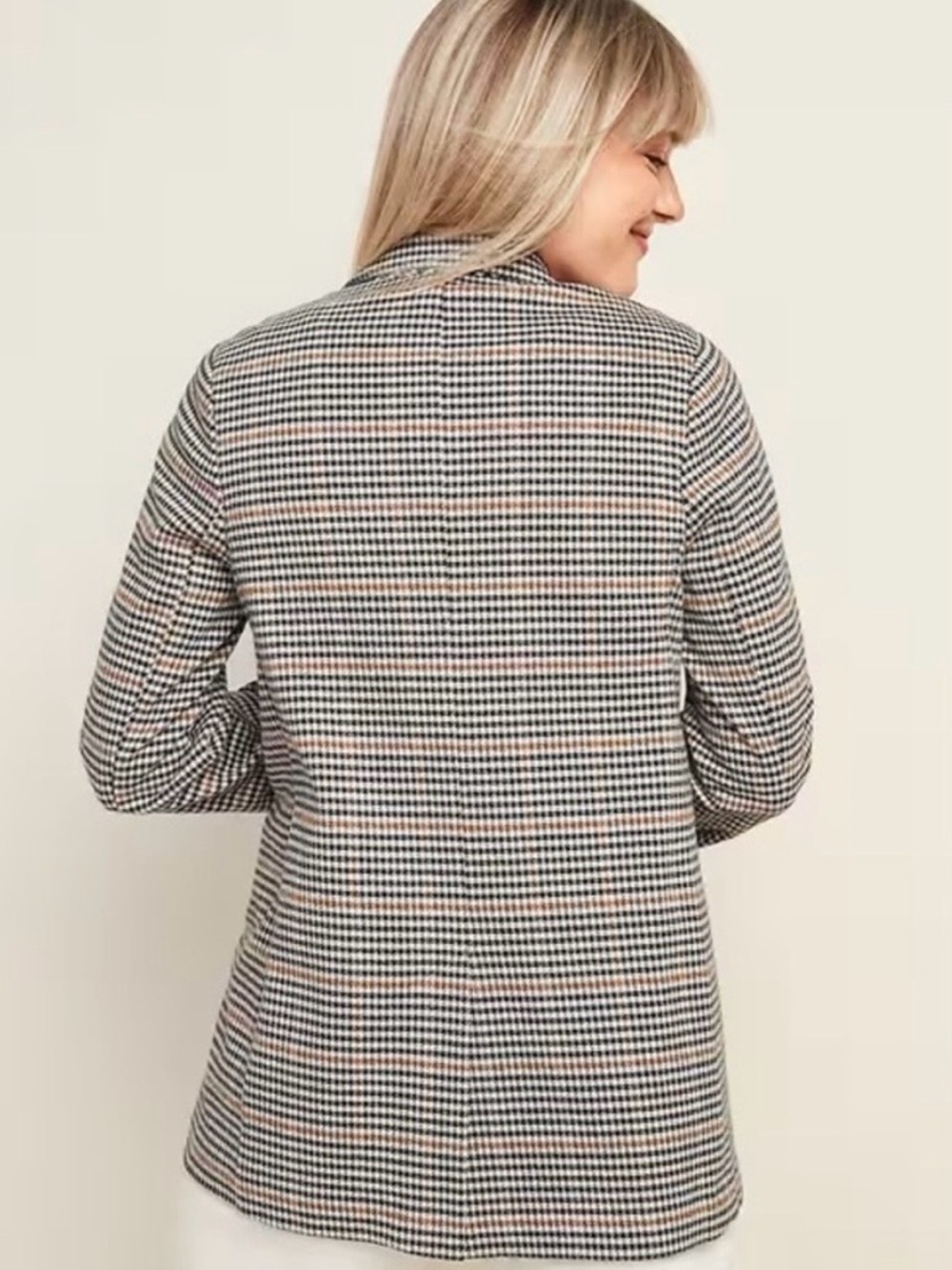 NWT Old Navy Oversized Houndstooth Plaid Single Button Blazer Jacket XXL Tall - Picture 2 of 13